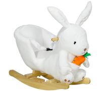 HOMCOM Conejito balancín con Sonidos, Caballito balancín para niños de 18 a 36 Meses con cinturón de Seguridad, 60x33x50 cm, Blanco