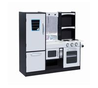 HOMCOM Cocina de Juguete de Madera Grande para Niños +3 Años con Accesorios Cocinita Infantil Juego 105x31,5x95 cm Plata y Marrón Aosom España