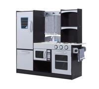 HOMCOM Cocina de Juguete de Madera Grande para Niños +3 Años con Accesorios Cocinita Infantil Juego 105x31,5x95 cm Plata y Marrón Aosom España