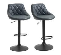 HOMCOM Conjunto de 2 Taburetes de Bar Giratorios con Altura Regulable Sillas Altas Modernas de Comedor con Base Redonda y Reposapiés 46x48x83-104 cm Negro