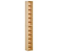 HOMCOM Conjunto de 2 estantes columnas Armario de Almacenamiento CD-DVD 6 + 6 Compartimentos 21x19x88 cm capacidad Máx. 160 CD Haya Aosom España