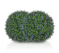 HOMCOM Conjunto de 2 Lavanda Artificial, 42 cm Planta de Interior, Planta Artificial en Forma de Bola, Grandes Flores Artificiales Decorativas para el hogar, Oficina, Pasillo, jardín, púrpura + Verde