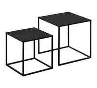 HOMCOM Conjunto de 2 mesas nido cuadradas estilo industrial en metal Negro mate - 40 y 35 cm Aosom España