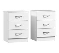 HOMCOM Conjunto de 2 Mesitas de Noche con 3 Cajones para Dormitorio o Salón 40x35x58 cm Blanco Aosom España