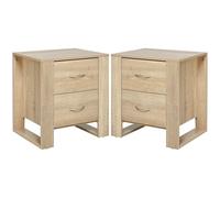 HOMCOM Conjunto de 2 Mesitas de Noche Mesillas de Noche con Cajones y Estilo Moderno Mesas Auxiliares para Dormitorio Salón 48x39x54 cm Natural