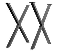 HOMCOM Conjunto de 2 Patas para Mesa Estilo Industrial 80x72 cm Forma de X Soporte con Protectores Tornillos de Montaje Incluidos Negro Aosom España