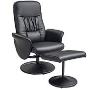 HOMCOM Conjunto de 2 piezas Sillón con Reposapiés Sillón relaxcon Reposapiés ajustable en altura respaldo inclinable Negro Aosom España