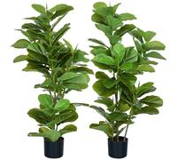 HOMCOM Conjunto de 2 Plantas Artificiales Decorativas 110x15 cm Ficus Verde
