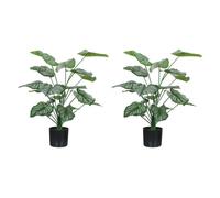 HOMCOM Conjunto de 2 Plantas Artificiales Decorativas 65 cm en Verde
