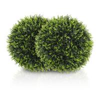 HOMCOM Conjunto de 2 Plantas Artificiales en Forma de Bola con Hojas de Cedro para Casa y Jardín 45 cm Verde Aosom España