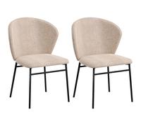 HOMCOM Conjunto de 2 sillas de comedor asiento acolchado en tela de aspecto lino patas de acero estable diseño moderno Marrón claro Aosom España