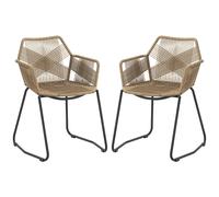 HOMCOM Conjunto de 2 sillas de comedor diseño bohemio asiento de cuerda trenzada estructura de acero 56x59x74 cm Aosom España