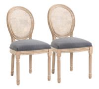 HOMCOM Conjunto de 2 sillas de Comedor - Silla de Salón medallón Estilo Luis XVI - Madera Maciza tallada envejecida Aosom España