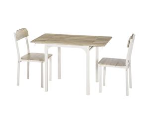 HOMCOM Conjunto de 2 sillas plegables mesa de comedor con 2 sillas mesa plegable 110x70x75 cm Blanco + natural Aosom España