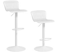 Homcom Conjunto De 2 Taburetes Altos De Cocina Giratoria Con Respaldo Blanco
