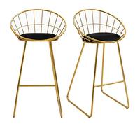 HOMCOM Juego de 2 Taburetes Altos de Cocina con Asiento de Tela Taburetes de Bar Sillas Acapulco con Respaldo y Reposapiés para Comedor 52,5x47x97 cm Dorado