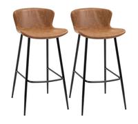 HOMCOM Conjunto de 2 Taburetes Altos de Cocina Sillas Altas de Cocina con Respaldo Tapizado en PU Carga 120 kg para Bar Salón Comedor Marrón