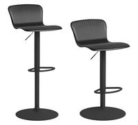 HOMCOM Conjunto de 2 Taburetes Altos de Cocina Sillas Altas Giratorias con Respaldo y Altura Ajustable Carga 120 kg para Bar Salón Comedor Negro