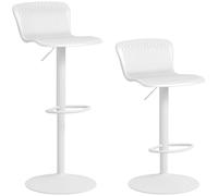 HOMCOM Conjunto de 2 Taburetes Altos de Cocina Sillas Altas de Cocina Giratorias con Respaldo y Altura Ajustable Carga 120 kg para Bar Salón Comedor Blanco