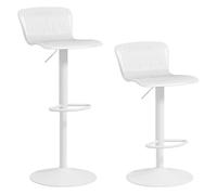 HOMCOM Conjunto de 2 Taburetes Altos de Cocina Sillas Altas Giratorias con Respaldo y Altura Ajustable Carga 120 kg para Bar Salón Comedor Blanco