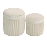 HOMCOM Conjunto de 2 taburetes con almacenamiento, taburete con tapa, taburete redondo con aspecto de terciopelo 36 x 36 x 41,5 cm Crema Aosom España