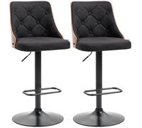 HOMCOM Conjunto de 2 taburetes de bar ajustables en altura giratorios 360° con reposapiés tejido capitonado Aosom España