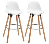 HOMCOM Conjunto de 2 Taburetes de Bar Altos Tapizados en PU para Cocina Moderna Asiento 70 cm 40x42x91 cm Blanco Aosom España