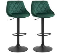 HOMCOM Conjunto de 2 Taburetes de bar Altura Ajustable con Base de Metal y Asiento de Terciopelo Taburetes Modernos 46x48x83-104 cm Aosom España