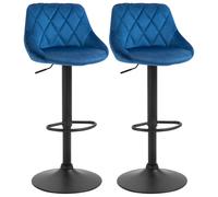 HOMCOM Conjunto de 2 Taburetes de bar Altura Ajustable con Base de Metal y Asiento de Terciopelo Taburetes Modernos Aosom España