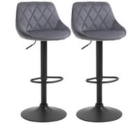 HOMCOM Conjunto de 2 Taburetes de bar Altura Regulable con Base de Metal y Asiento de Terciopelo Taburetes Modernos Aosom España
