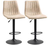 HOMCOM Conjunto de 2 Taburetes de bar con Altura Regulable en Acero y Poliéster 47,5x57,5x95-116 cm Marrón Aosom España