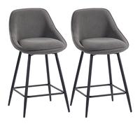 HOMCOM Conjunto de 2 taburetes de bar con tela de cordón y patas de acero, sillas tapizadas para isla de cocina, comedor, Gris
