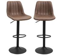 HOMCOM Conjunto de 2 Taburetes de bar estilo vintage altura ajustable giratorio con reposapiés Marrón Aosom España