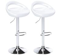HOMCOM Conjunto de 2 Taburetes de bar Giratorios con Reposapiés Altura Ajustable Base de Acero Asiento de ABS Blanco Aosom España