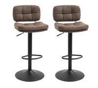 HOMCOM Conjunto de 2 Taburetes de bar Vintage capitonado - giratorio ajustable - reposapiés - revestimiento sintético Marrón Aosom España