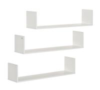 HOMCOM Conjunto de 3 estantes murales flotantes - dimensiones 80x18x18 cm kit completo de montaje incluido MDF aspecto de madera blanca Aosom España