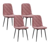 HOMCOM Conjunto de 4 sillas de comedor con respaldo, tela de terciopelo, sillón 45 x 54 x 87 cm Rosa