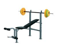 HOMCOM Conjunto de Banco de Pesas Multifuncional y Barra de Pesas con 6 Discos de Pesos Intercambiables para Entrenamiento Fuerza y Brazos en Gimnasio 165x68x114 cm 130x28x28 cm Multicolor