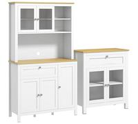 HOMCOM Conjunto de Cocina con Cajón 100x40x180 cm 80x40x90 cm Blanco