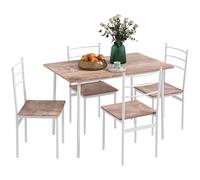 HOMCOM Conjunto de Comedor 5 Piezas 110x70x75 cm Madera Natural y Blanco | Juego de 1 Mesa y 4 Sillas, Pies Acero, Mesa Cocina, Restaurante
