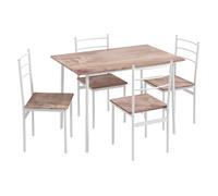 HOMCOM Conjunto de Comedor 5 Piezas Juego de 1 Mesa y 4 Sillas con Pies Acero para Cocina Restaurante 110x70x75 cm Madera Natural y