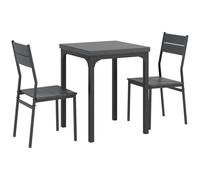 HOMCOM Conjunto de comedor de 3 piezas, set de mesa, 1 mesa, 2 sillas, MDF+Metal, Gris