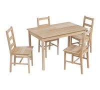 HOMCOM Conjunto de Comedor de 5 Piezas Mesa con Sillas Conjunto de Asientos Madera Maciza 118x73x75 cm Natural Aosom España