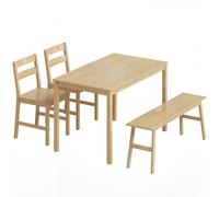 HOMCOM Conjunto de Comedor de Bambú con Mesa, 2 Sillas y Banco para 4 Personas, Madera Natural Aosom España