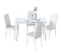HOMCOM Conjunto de Comedor de Mesa y 4 Sillas 5 Piezas Blanco