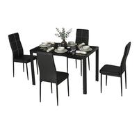 HOMCOM Conjunto de Comedor de Mesa y 4 Sillas 5 Piezas Negro