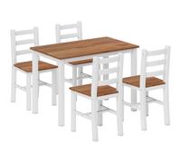 HOMCOM Conjunto de comedor de mesa y 4 sillas de madera de pino marrón y Blanco Aosom España