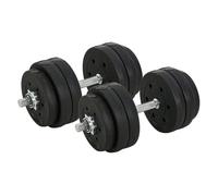 HOMCOM Conjunto de Mancuernas Ajustables de 30kg Juego de Pesas con Discos de 2,5/1,5 kg y Barras de Conexión de 2 kg Kit de Entrenamiento para Gimnasio en Casa