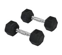 HOMCOM Conjunto de Mancuernas Cortas Total 10 kg - entrenamiento muscular & halterofilia - acero caucho Negro Aosom España