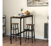 HOMCOM Conjunto de mesa bistro Cafè y 2 taburetes con reposapiés, sillas altas y mesa de pie, estructura de acero de diseño industrial